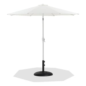 Meridian Furniture Fiji White Polyester Patio Umbrella with Base Set