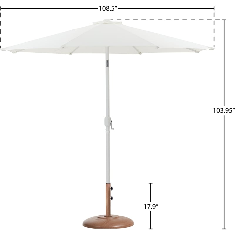 Meridian Furniture Fiji White Polyester Patio Umbrella with Base Set
