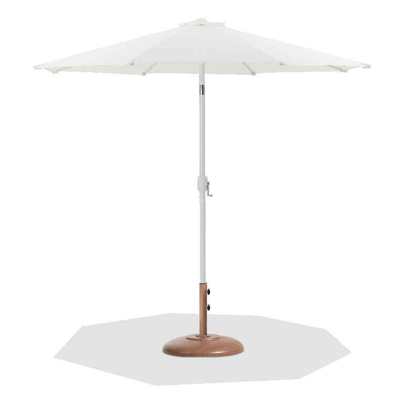 Meridian Furniture Fiji White Polyester Patio Umbrella with Base Set