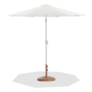 Meridian Furniture Fiji White Polyester Patio Umbrella with Base Set