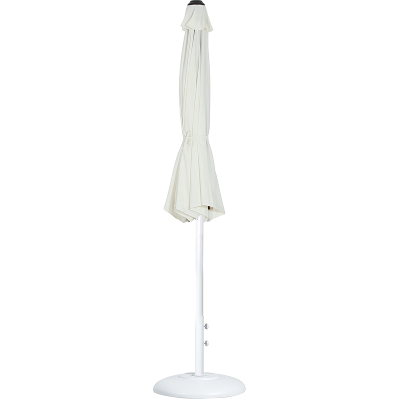 Meridian Furniture Fiji White Polyester Patio Umbrella with Base Set