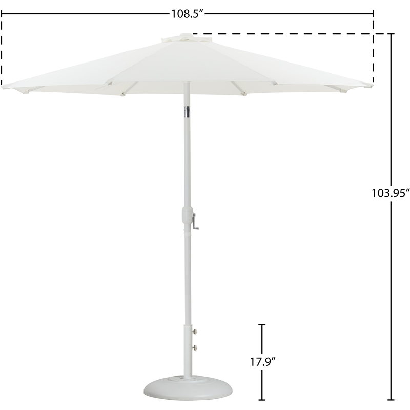 Meridian Furniture Fiji White Polyester Patio Umbrella with Base Set