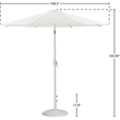 Meridian Furniture Fiji White Polyester Patio Umbrella with Base Set