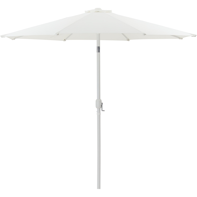 Meridian Furniture Fiji White Polyester Patio Umbrella with Base Set