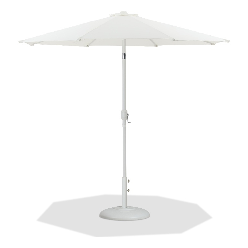 Meridian Furniture Fiji White Polyester Patio Umbrella with Base Set