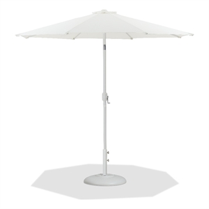 Meridian Furniture Fiji White Polyester Patio Umbrella with Base Set