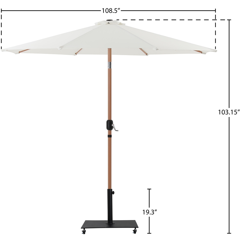 Meridian Furniture Fiji White Polyester Patio Umbrella with Base Set