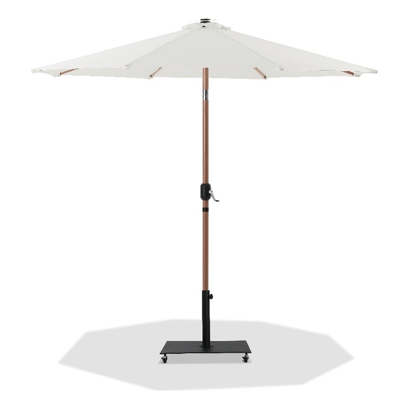 Meridian Furniture Fiji White Polyester Patio Umbrella with Base Set