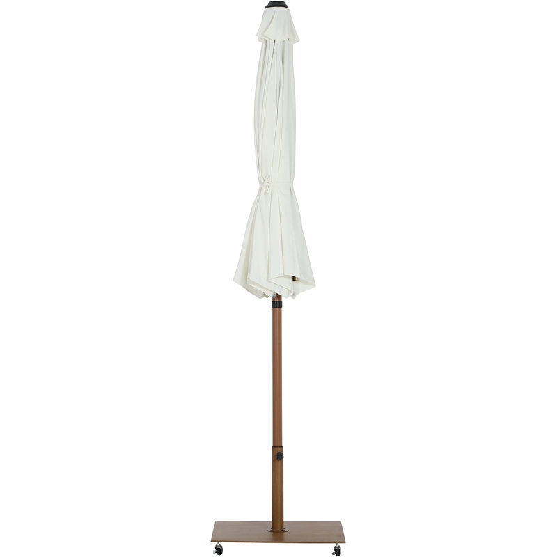 Meridian Furniture Fiji White Polyester Patio Umbrella with Base Set