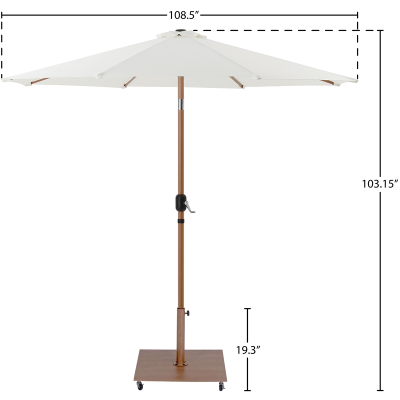 Meridian Furniture Fiji White Polyester Patio Umbrella with Base Set