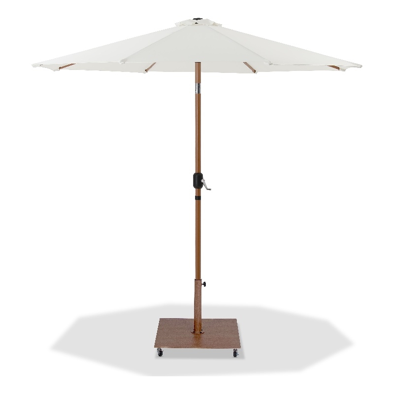 Meridian Furniture Fiji White Polyester Patio Umbrella with Base Set