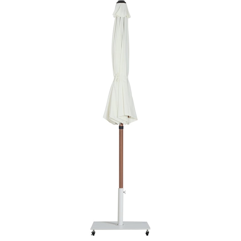 Meridian Furniture Fiji White Polyester Patio Umbrella with Base Set