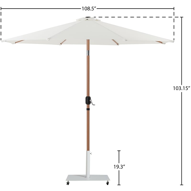 Meridian Furniture Fiji White Polyester Patio Umbrella with Base Set