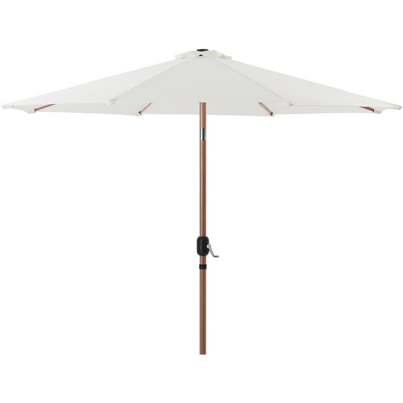 Meridian Furniture Fiji White Polyester Patio Umbrella with Base Set