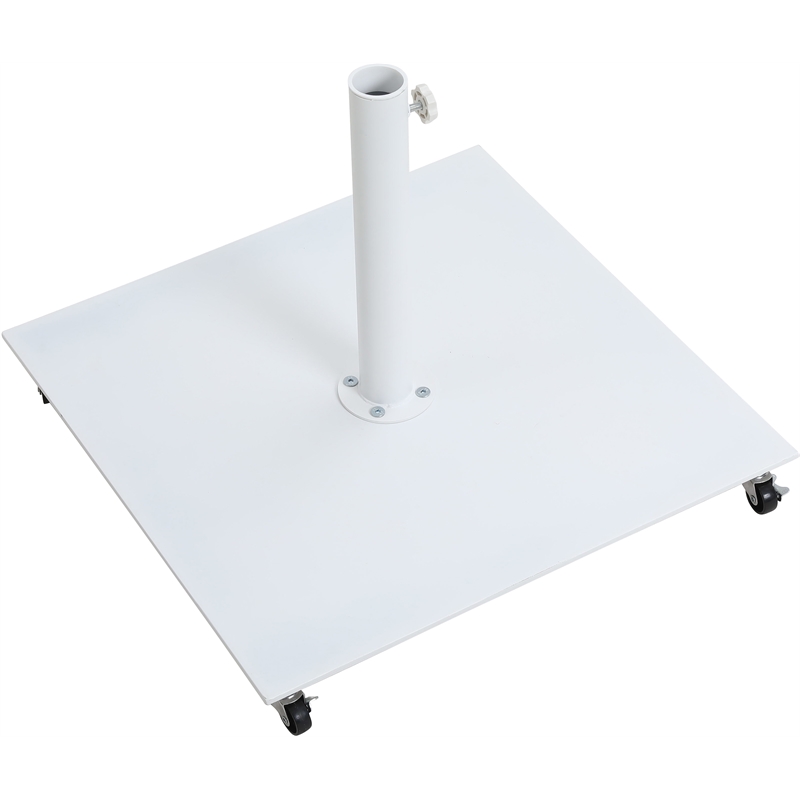 Meridian Furniture Fiji White Polyester Patio Umbrella with Base Set