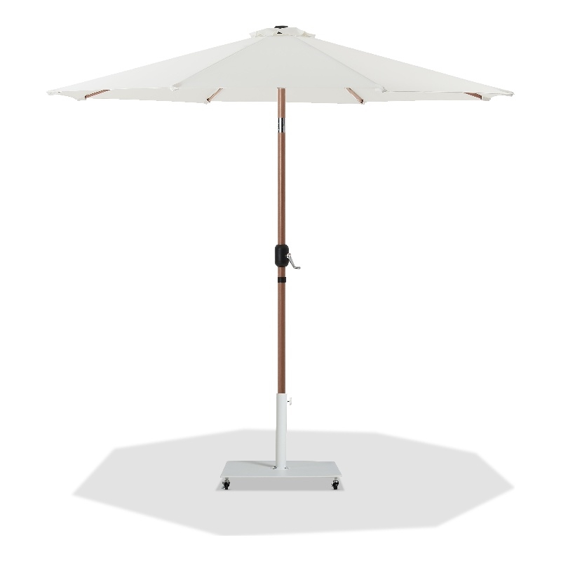 Meridian Furniture Fiji White Polyester Patio Umbrella with Base Set