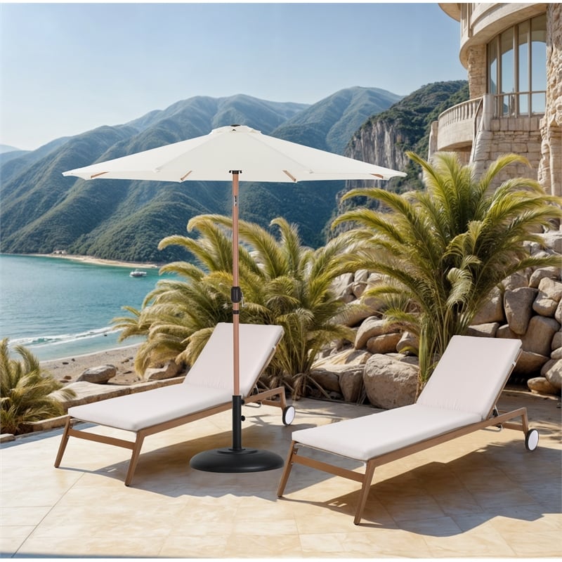 Meridian Furniture Fiji White Polyester Patio Umbrella with Base Set