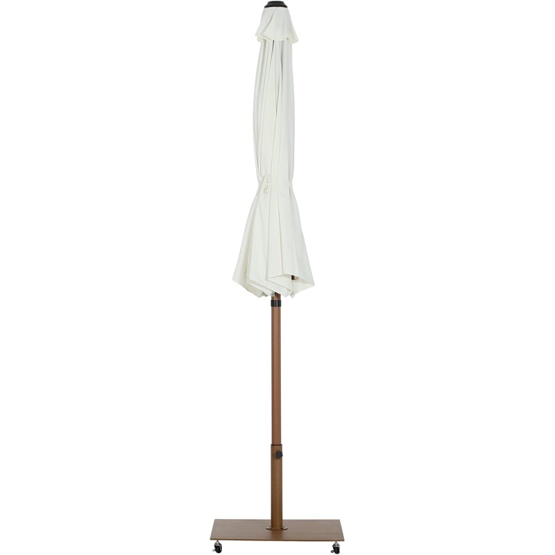 Meridian Furniture Fiji White Polyester Patio Umbrella with Base Set