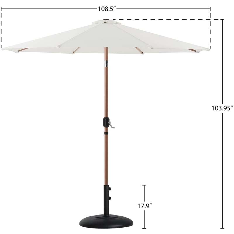 Meridian Furniture Fiji White Polyester Patio Umbrella with Base Set