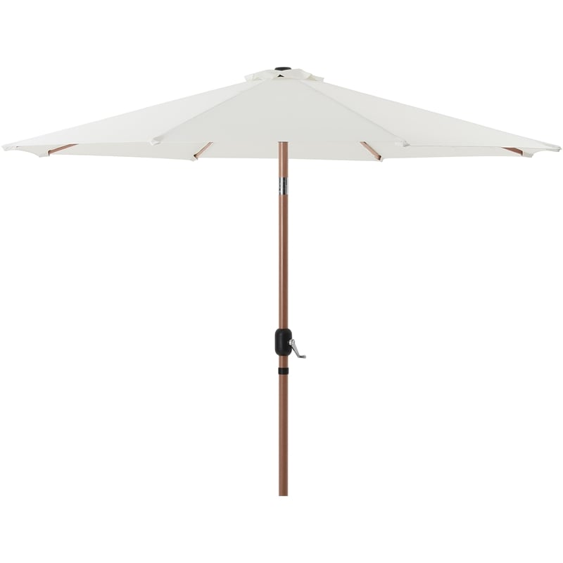 Meridian Furniture Fiji White Polyester Patio Umbrella with Base Set