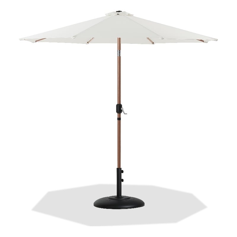 Meridian Furniture Fiji White Polyester Patio Umbrella with Base Set