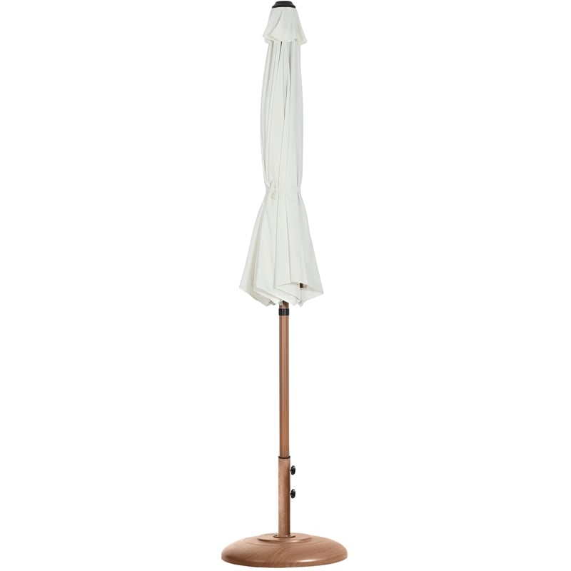 Meridian Furniture Fiji White Polyester Patio Umbrella with Base Set
