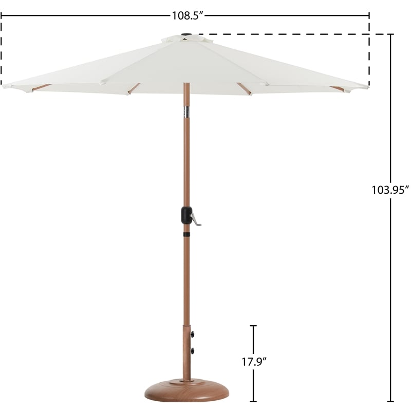 Meridian Furniture Fiji White Polyester Patio Umbrella with Base Set