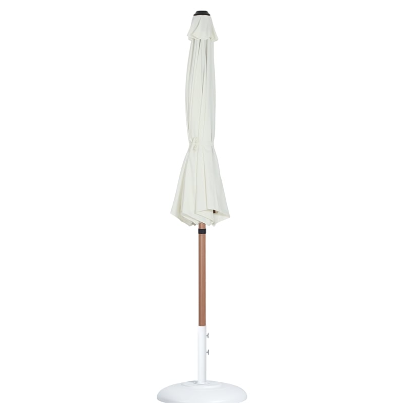 Meridian Furniture Fiji White Polyester Patio Umbrella with Base Set