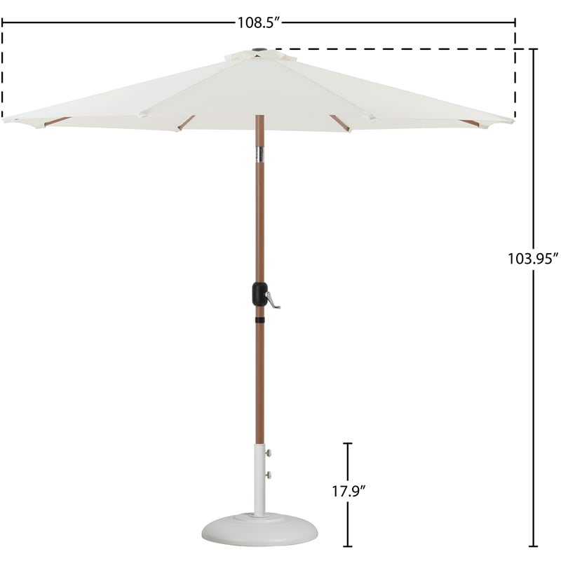 Meridian Furniture Fiji White Polyester Patio Umbrella with Base Set