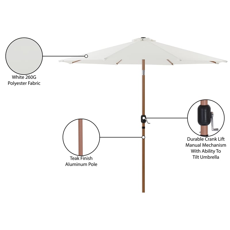 Meridian Furniture Fiji White Polyester Patio Umbrella