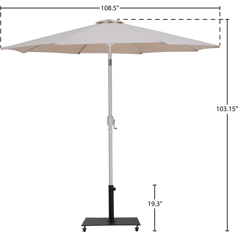 Meridian Furniture Fiji Beige Polyester Patio Umbrella with Base Set
