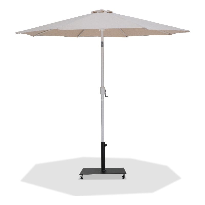 Meridian Furniture Fiji Beige Polyester Patio Umbrella with Base Set