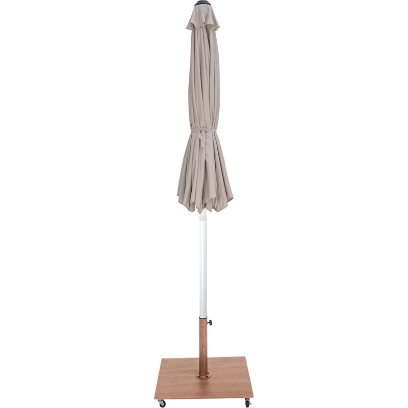 Meridian Furniture Fiji Beige Polyester Patio Umbrella with Base Set