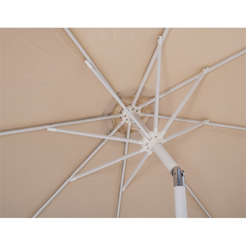 Meridian Furniture Fiji Beige Polyester Patio Umbrella with Base Set