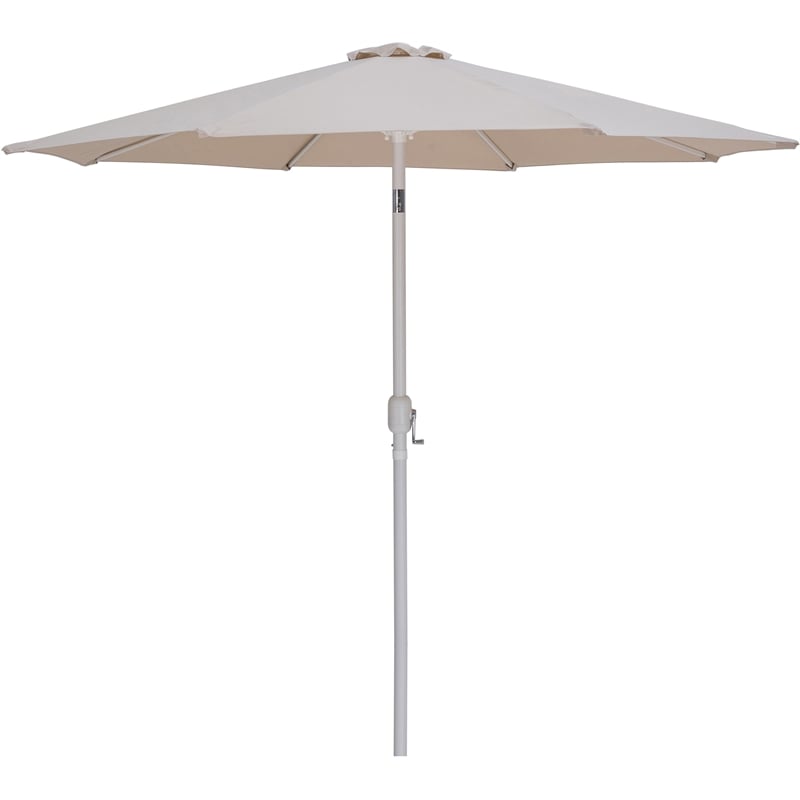 Meridian Furniture Fiji Beige Polyester Patio Umbrella with Base Set