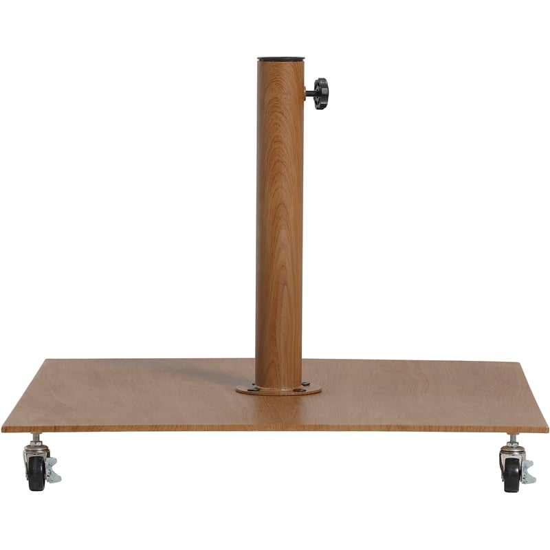 Meridian Furniture Fiji Beige Polyester Patio Umbrella with Base Set