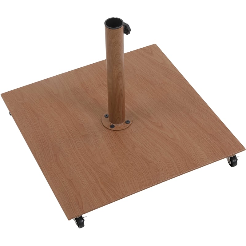 Meridian Furniture Fiji Beige Polyester Patio Umbrella with Base Set