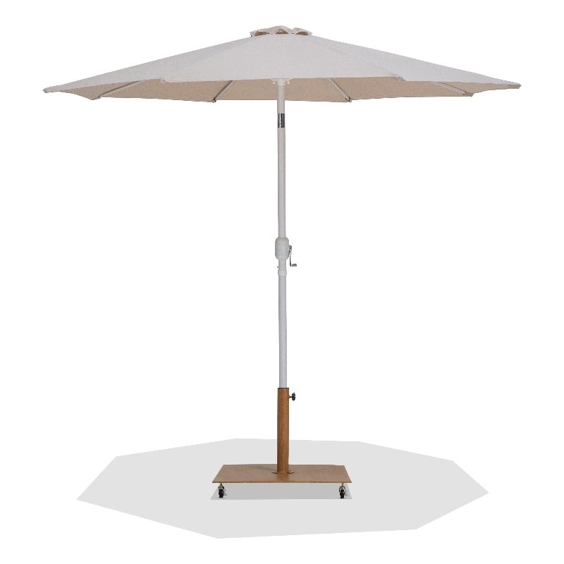 Meridian Furniture Fiji Beige Polyester Patio Umbrella with Base Set