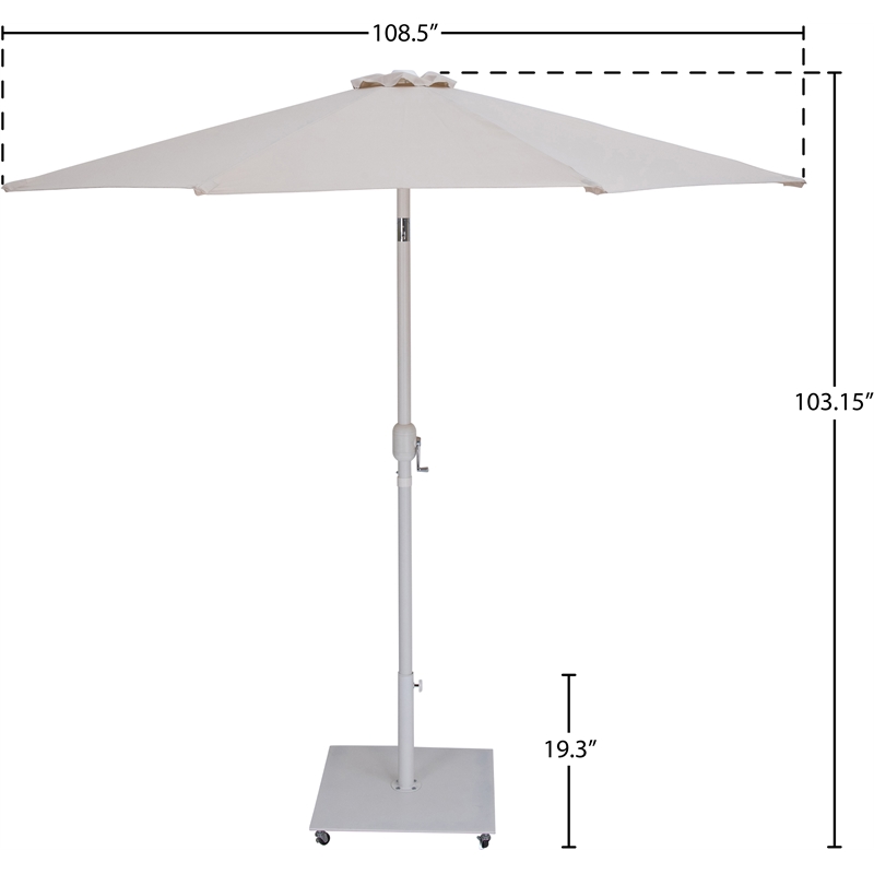 Meridian Furniture Fiji Beige Polyester Patio Umbrella with Base Set