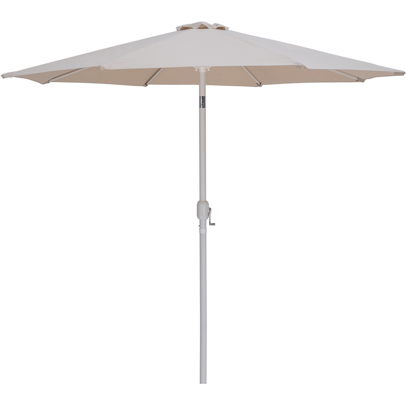 Meridian Furniture Fiji Beige Polyester Patio Umbrella with Base Set
