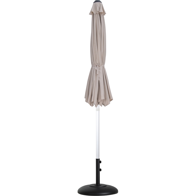 Meridian Furniture Fiji Beige Polyester Patio Umbrella with Base Set