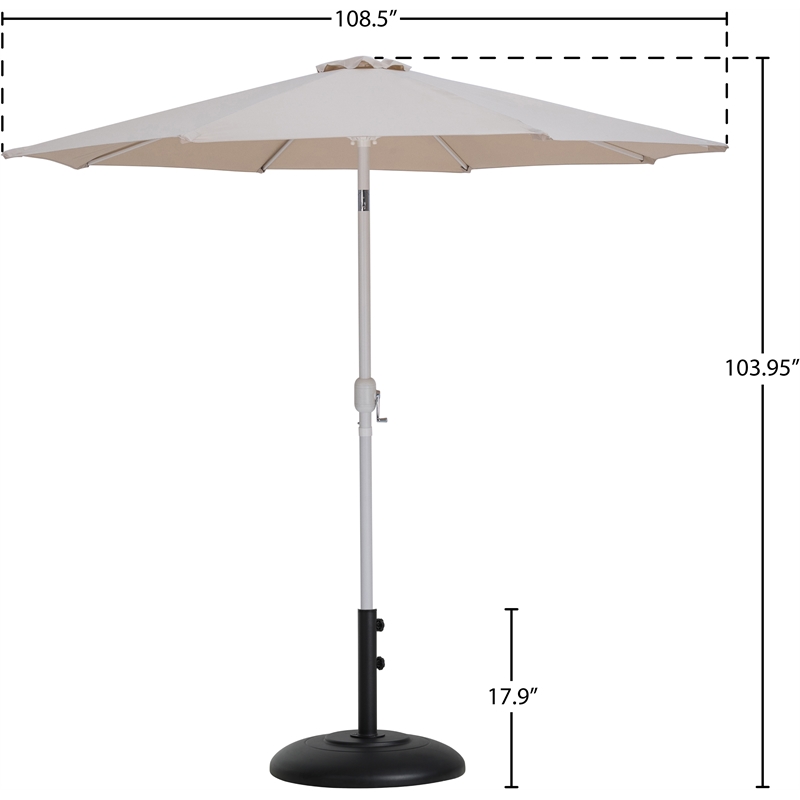 Meridian Furniture Fiji Beige Polyester Patio Umbrella with Base Set