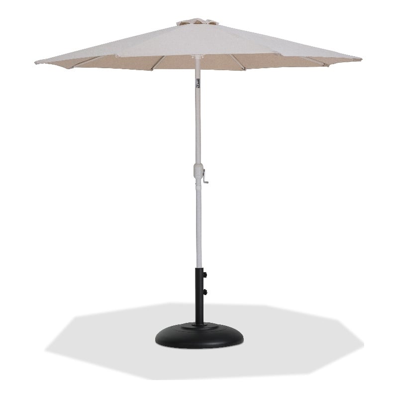 Meridian Furniture Fiji Beige Polyester Patio Umbrella with Base Set