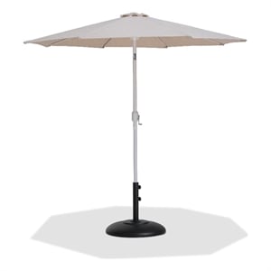 Meridian Furniture Fiji Beige Polyester Patio Umbrella with Base Set