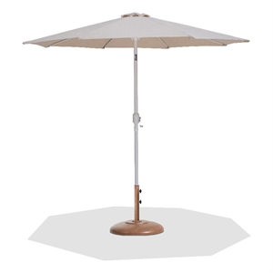 Meridian Furniture Fiji Beige Polyester Patio Umbrella with Base Set