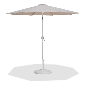 Meridian Furniture Fiji Beige Polyester Patio Umbrella with Base Set