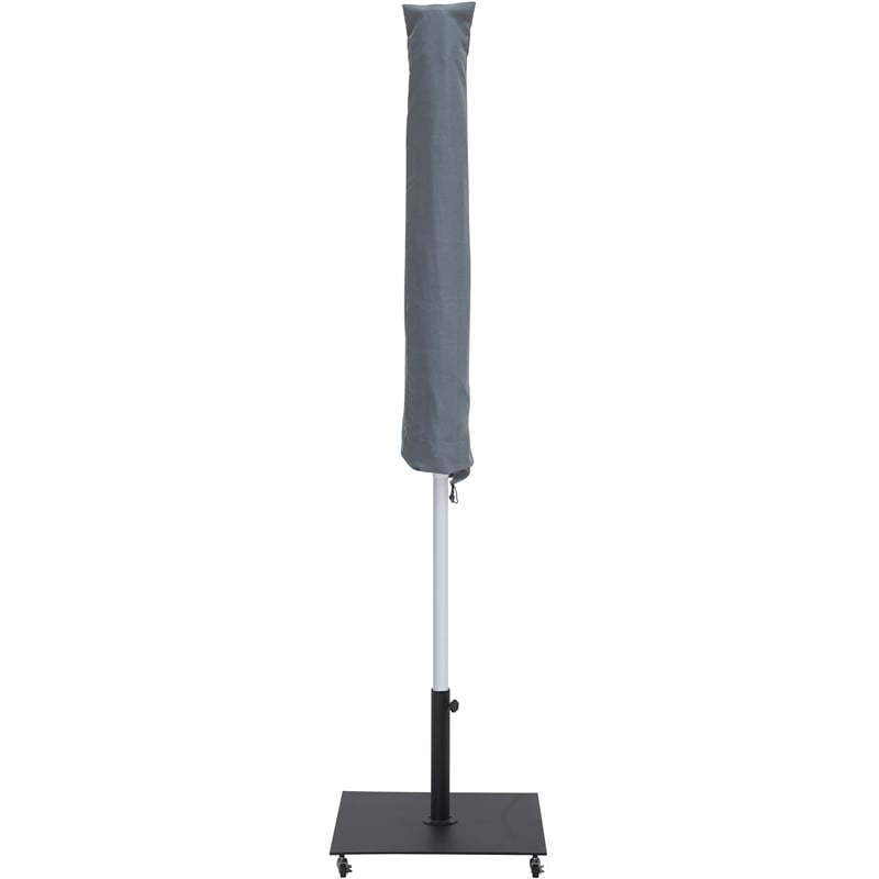 Meridian Furniture Fiji Black Polyester Patio Umbrella with Base Set