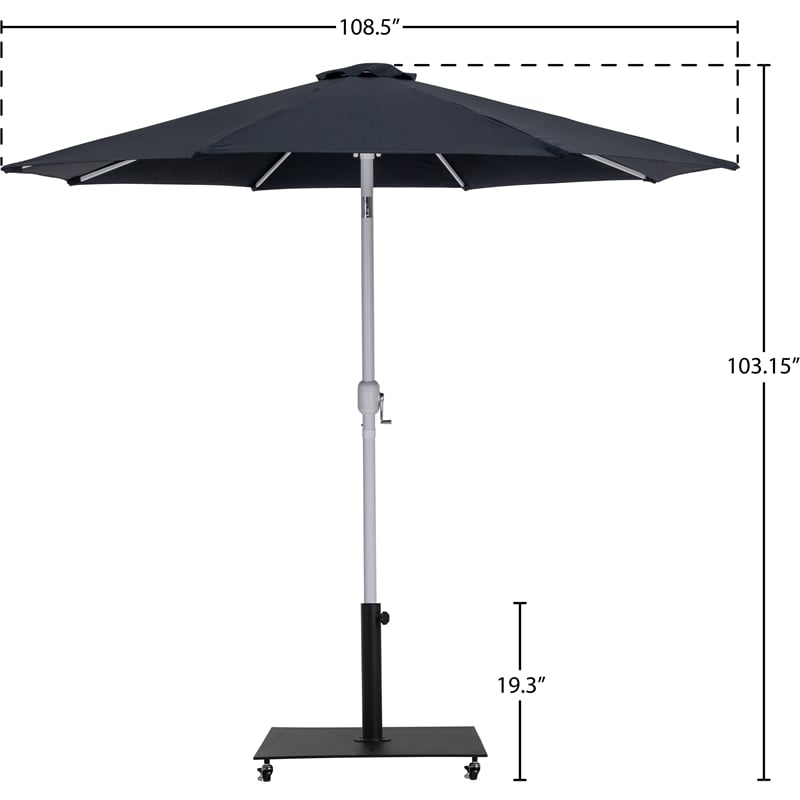 Meridian Furniture Fiji Black Polyester Patio Umbrella with Base Set