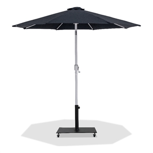 Meridian Furniture Fiji Black Polyester Patio Umbrella with Base Set