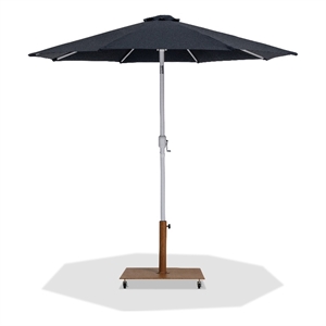 Meridian Furniture Fiji Black Polyester Patio Umbrella with Base Set